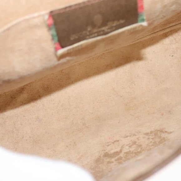 GUCCI GG Supreme Web Sherry Line Clutch Bag PVC Beige - Picture 13 of 15